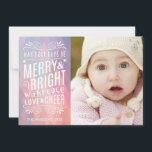 Merry and Bright Modern Geometric Pastel Photo Holiday Card<br><div class="desc">This modern holiday photo card features stylish typography and a geometric diamonds design.</div>