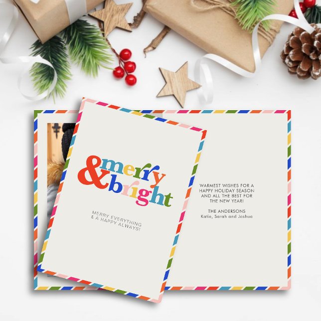 Merry and Bright Modern Minimal Christmas Holiday Card (Creator Uploaded)