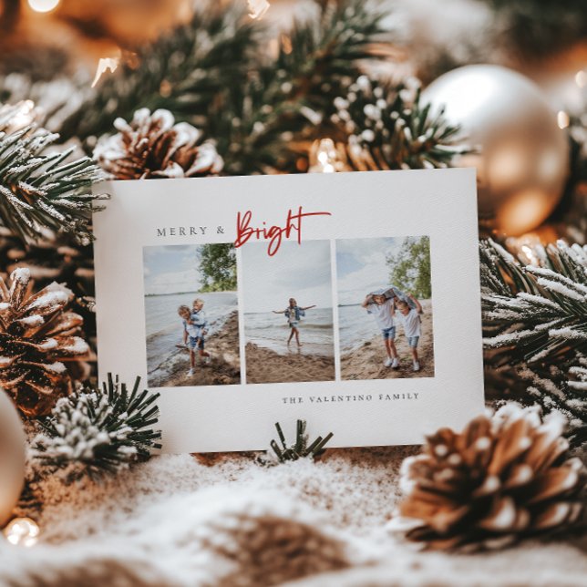Merry and Bright Modern Minimalist Photo Holiday Card (Creator Uploaded)