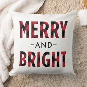 Merry and Bright Modern Red Buffalo Plaid Cushion