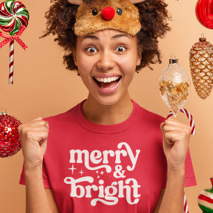 Merry and Bright Modern Red Christmas Women's T-Shirt