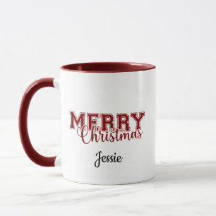 Merry and Bright Modern Red Merry Christmas gift Mug
