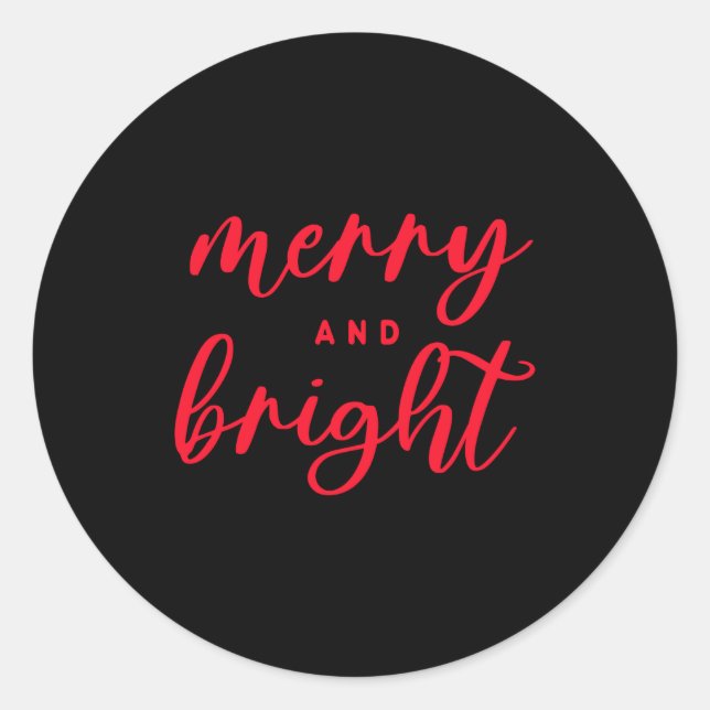 Merry And Bright Modern Red Womens Christmas _1  Classic Round Sticker (Front)