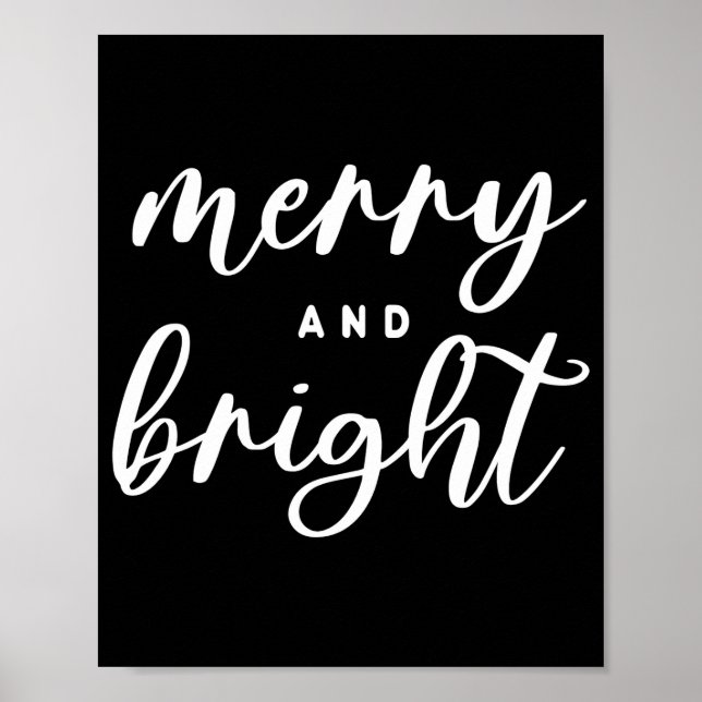 Merry And Bright Modern Red Womens Christmas  Poster (Front)
