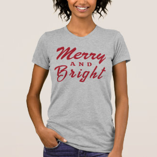 Merry and Bright Modern Red Women's Christmas T-Shirt