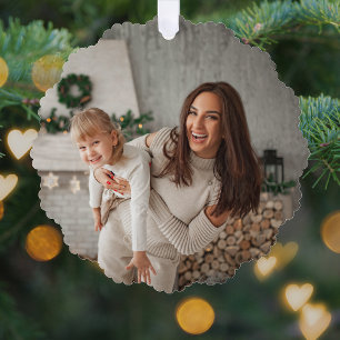 Merry and Bright   Modern Stylish Christmas Photo Tree Decoration Card