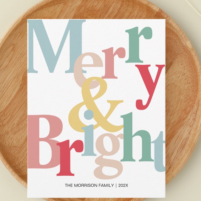 Merry and bright  Modern typography Holiday Card (Creator Uploaded)