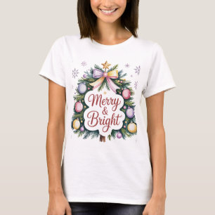 Merry and Bright Modern Women's Christmas T-Shirt