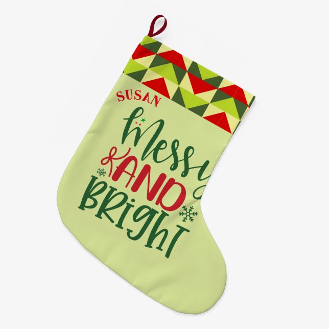 Merry and Bright Name Christmas Stocking (Front (Hanging))