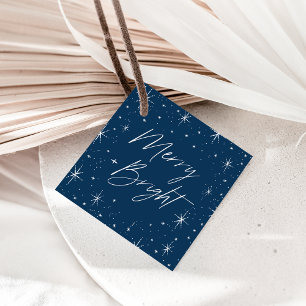 Merry and Bright Navy Blue Christmas Favour Tags