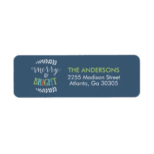 Merry and Bright Navy Blue Return Address Labels