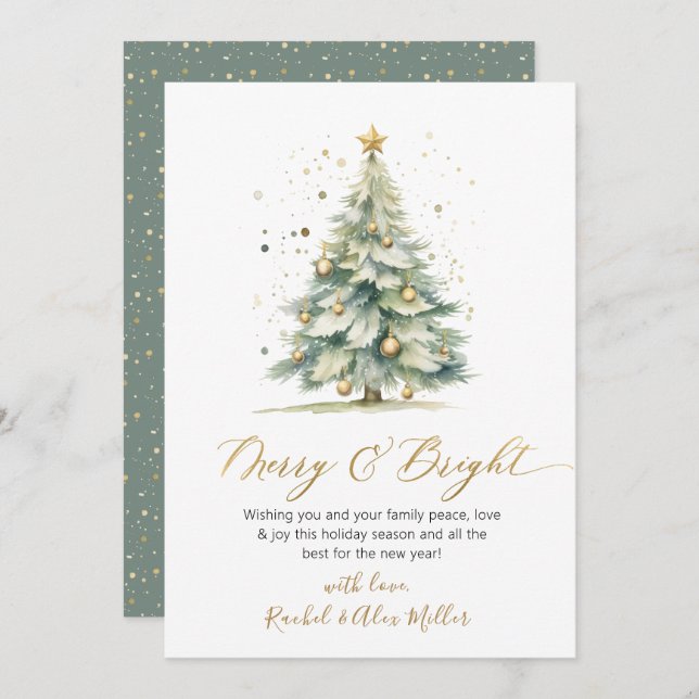 Merry and Bright Non Photo Christmas Tree Cards (Front/Back)