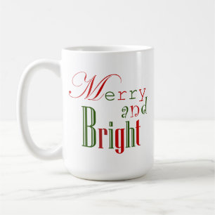 Merry and Bright on White Coffee Mug
