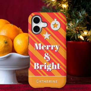 Merry and Bright Orange and Red Candy Stripe