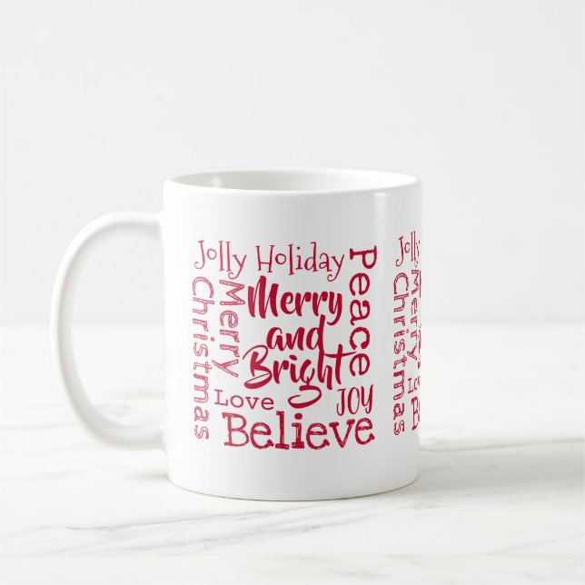 Merry and Bright Other Merry Christmas Sayings Red Coffee Mug (Left)