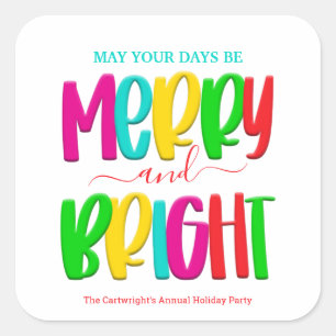 Merry and Bright Party Christmas Sticker