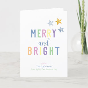 Merry and Bright Pastel Christmas Holiday Card