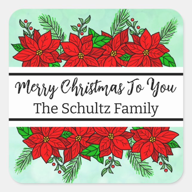 Merry and Bright Personalised Christmas    Square Sticker (Front)