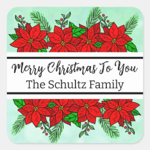 Merry and Bright Personalised Christmas Square Sticker