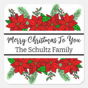 Merry and Bright Personalised Christmas Square Sticker
