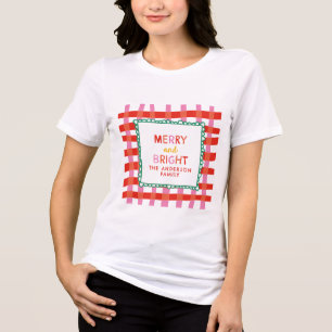 Merry and Bright Personalised Family Christmas Tri-Blend Shirt
