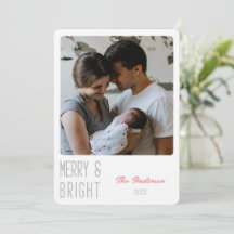 Merry and Bright personalised photo Christmas Card