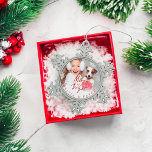 Merry and Bright | Pet Holiday Snowflake Snowflake Pewter Christmas Ornament<br><div class="desc">Celebrate the magical and festive holiday season with our holiday photo ornamnet. Our festive holiday design features a full photo layout "Merry & Bright" displayed in a stylish, modern brush script. Water colour snowflakes are scattered around. Personalise with name and photo. You can customise the text size, text colour, font...</div>
