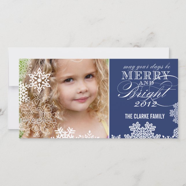 MERRY AND BRIGHT PHOTO CARD | DARK BLUE (Front)
