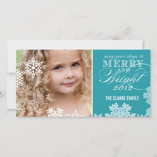 MERRY AND BRIGHT PHOTO CARD | TURQUOISE (Front)
