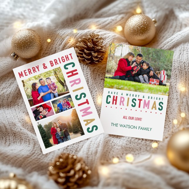 Merry and Bright Photo Christmas Card (Merry and Bright 5 Photo Christmas Card)