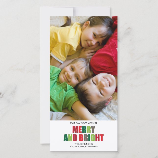 Merry and Bright Photo Christmas Card (Front)