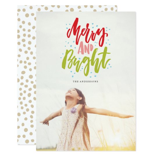 Merry and Bright photo christmas greeting card