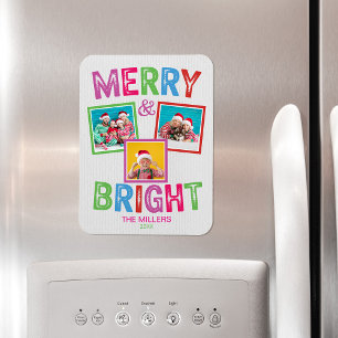 Merry and Bright Photo Christmas Magnet