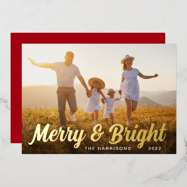 Merry and Bright Photo Foil Holiday Card (Front/Back)