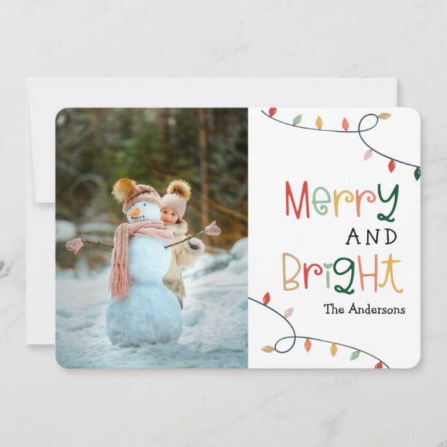 Merry and Bright Photo Foil Holiday Card (Front)