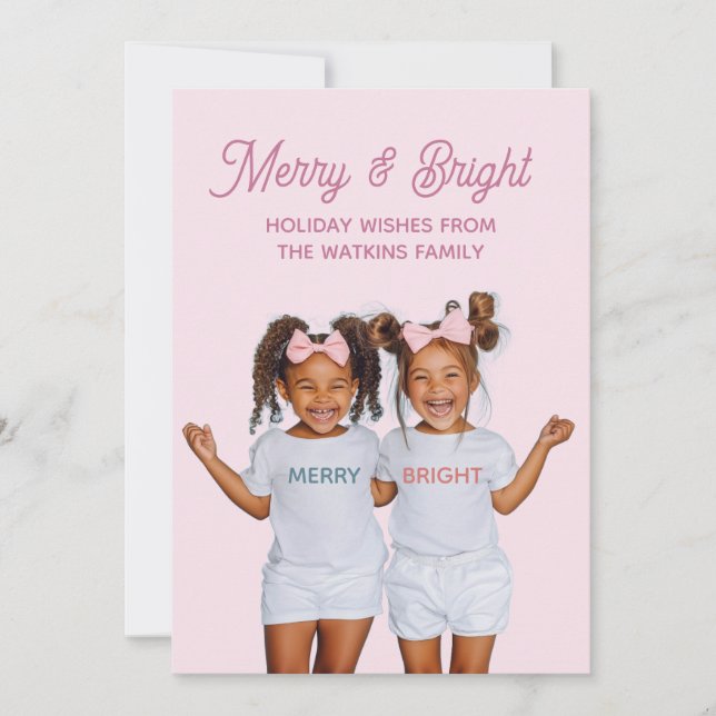 Merry And Bright Photo  Holiday Card (Front)