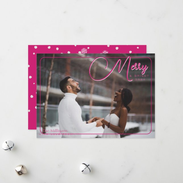 Merry and Bright Photo Holiday Card (Front/Back In Situ)