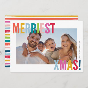 MERRY and BRIGHT PHOTO modern family colorful Holiday Card