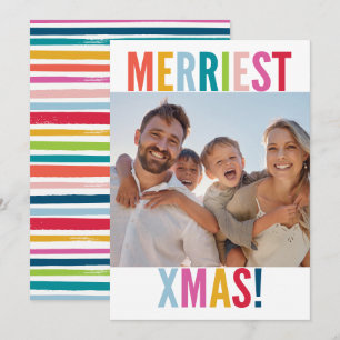 MERRY and BRIGHT PHOTO modern family colorful Holiday Card