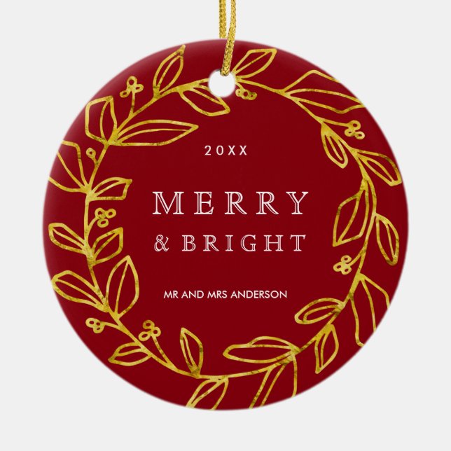 Merry and Bright Photo Ornament (Front)