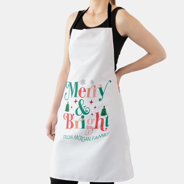 Merry And Bright Pine Tree Snowflakes Apron (Insitu)