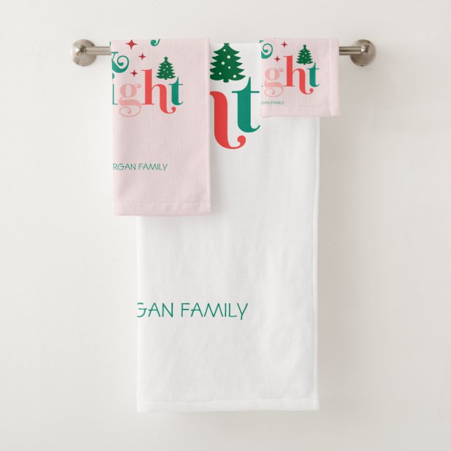 Merry And Bright Pine Tree Snowflakes Bath Towel Set (Insitu)