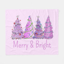 Merry And Bright Pink And Purple Christmas Trees
