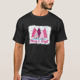 Merry and Bright Pink Christmas Tree Pink Christma T-Shirt
