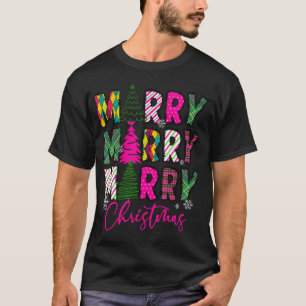 Merry And Bright Pink Christmas Tree Pink T-Shirt