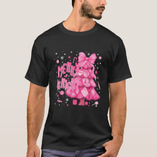 Merry and Bright Pink Christmas Tree Xmas Holiday T-Shirt