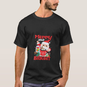 Merry And Bright Pink Funny Christmas Santa Claus  T-Shirt