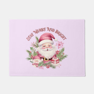Merry and Bright - Pink Santa Doormat