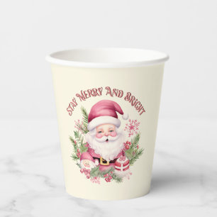 Merry and Bright - Pink Santa Paper Cups