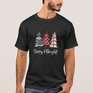 Merry And Bright Plaid Pattern Winter Vibes Christ T-Shirt